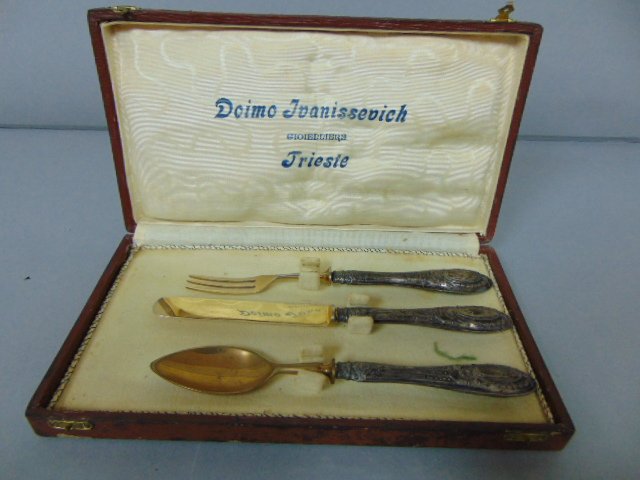 ANTIQUE .800 GERMAN SILVER RUSSIAN KNIFE FORK SET (1 of 4)