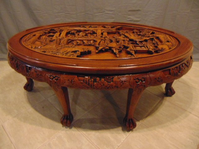 VINTAGE ANTIQUE HEAVILY CARVED CHINESE COFFEE TABLE (1 of 10)