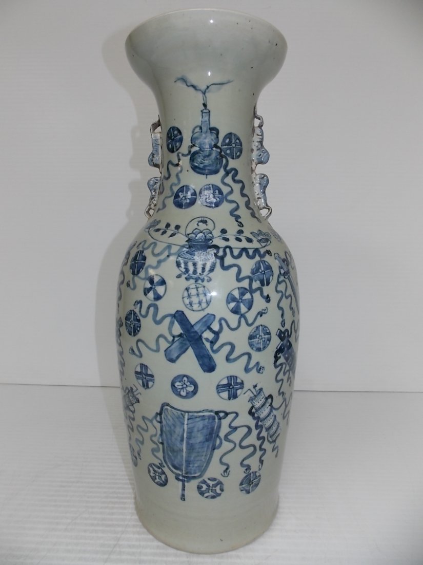 Antique Chinese Celadon Vase W/hand Sculpted Foo Dog (1 of 6)