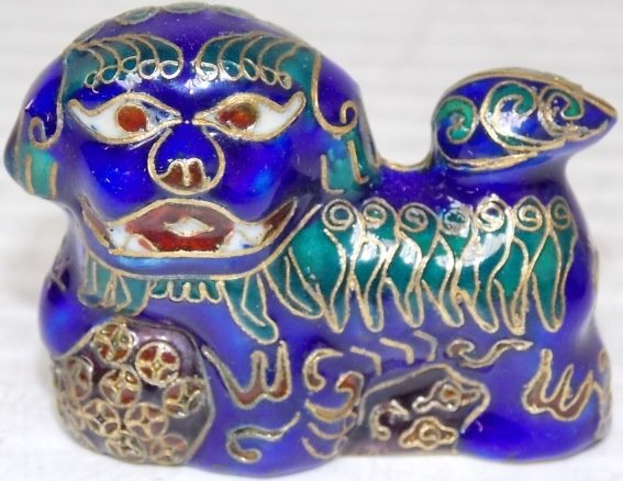 CHINESE CLOISONN MINIATURE FOO DOG (1 of 5)