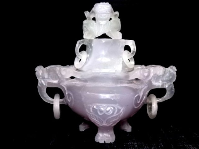 COLLECTIBLE CHINESE PURPLE JADE DRAGON INCENSE BURNER (1 of 7)