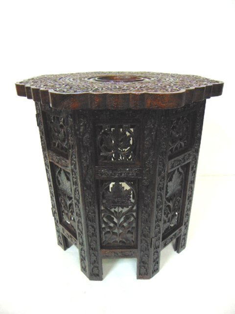 VINTAGE HAND CARVED GRAPE LEAF SIDE TABLE (1 of 5)