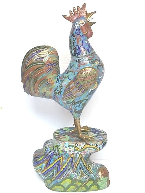 MONUMENTAL VINTAGE ANTIQUE CHINESE CLOISONNE CHICKEN (1 of 7)