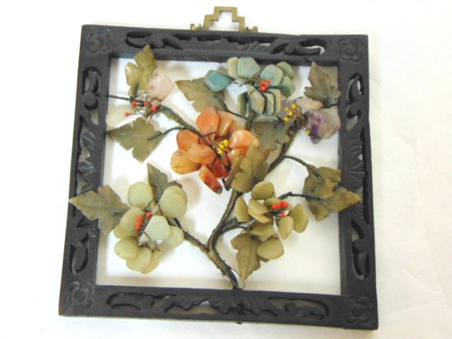 ANTIQUE CHINESE JADE & SOAPSTONE FLORAL DECOR (1 of 4)