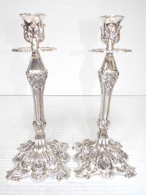 DECORATIVE SILVER ELECTROPLATE JERUSALEM CANDLESTICKS (1 of 5)