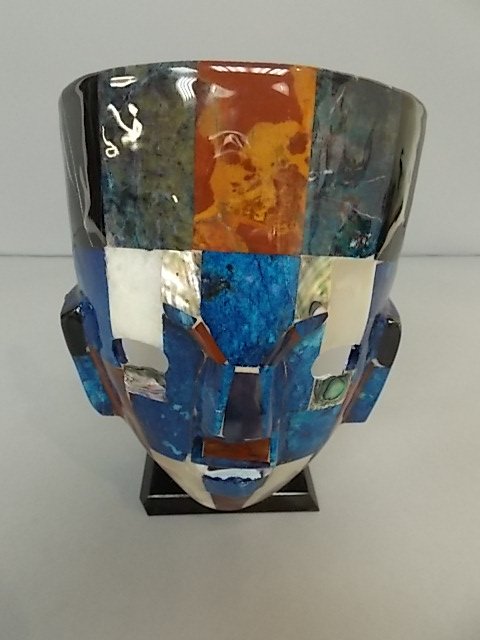 DECORATIVE MAYAN AZTEC SEMI PRECIOUS STONE MASK (1 of 5)