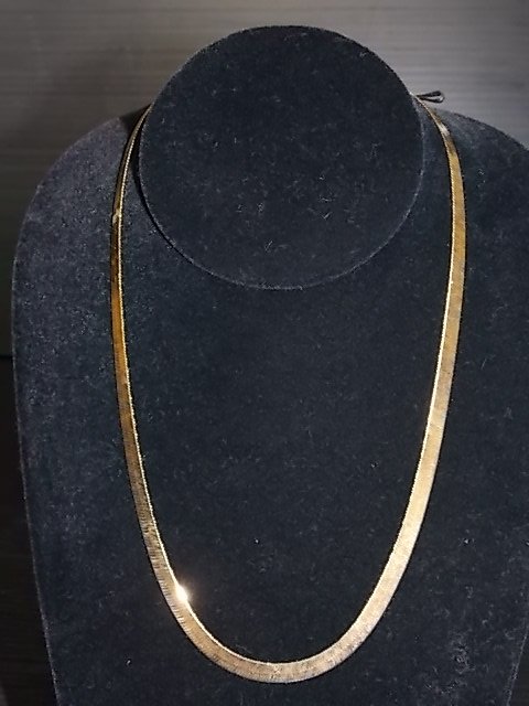 STERLING SILVER GOLD TONE HERRINGBONE NECKLACE 13.21g (1 of 2)