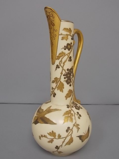 HAND PAINTED ANTIQUE PORCELAIN EWER W/ GOLD GILT (1 of 6)