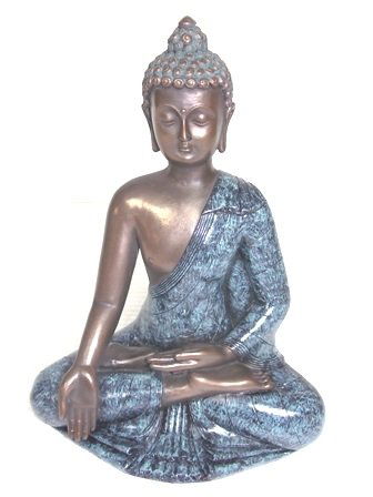 BRONZE FINISH BUDDHA STATUE WITH GOLD ACCENTS (1 of 6)