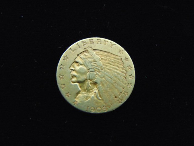 ESTATE FIND 1908 INDIAN HEAD $2.5 GOLD COIN (1 of 2)