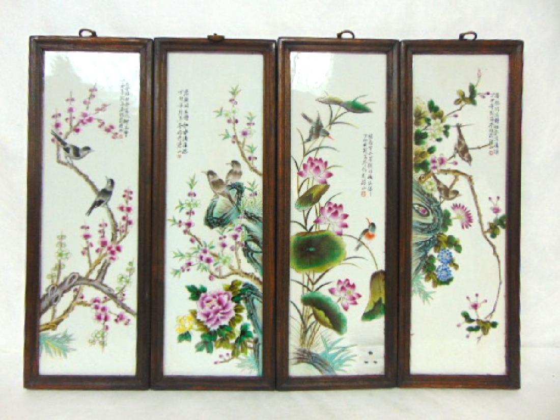VINTAGE HAND PAINTED CHINESE PORCELAIN ASIAN PANELS (1 of 5)