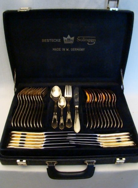 Vintage Bestecke Solingen 70 Piece Gold Plated Silverwa