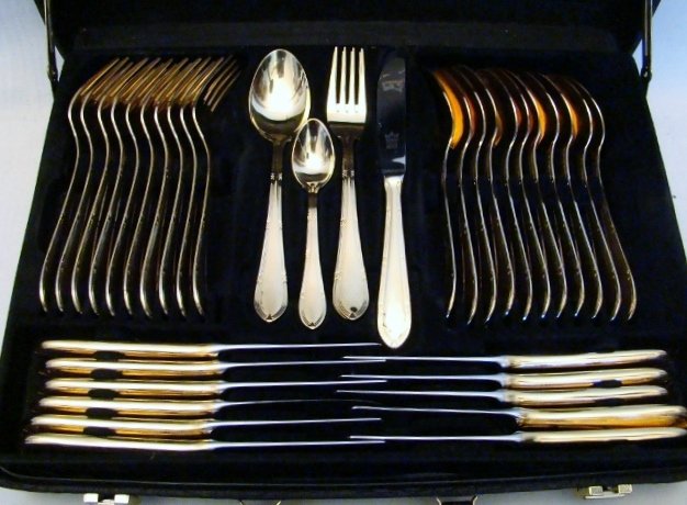Vintage Bestecke Solingen 70 Piece Gold Plated Silverwa - 4