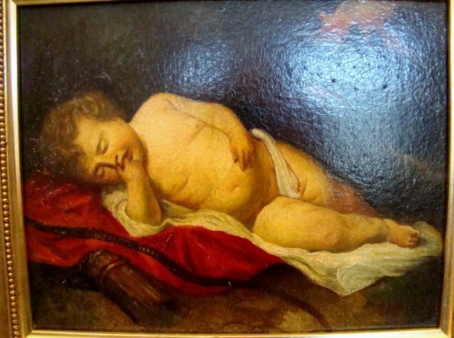 "Sleeping Angel", oil on canvas, not signed, 13"X15" - 2