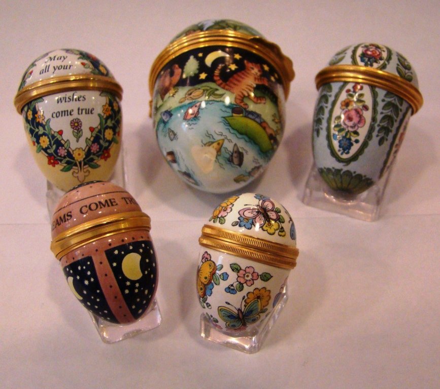Halcyon Days Enamels, Lot of 5 Eggs (1 of 8)