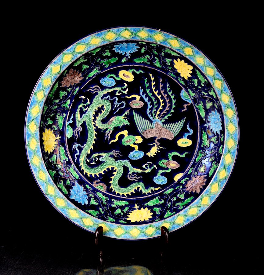 A Large Chinese Ming Hua Fa Cai Porcelain Plate: A Large Chinese Ming Hua Fa Cai Porcelain Plate, Size: D*H 52.5*8cm.