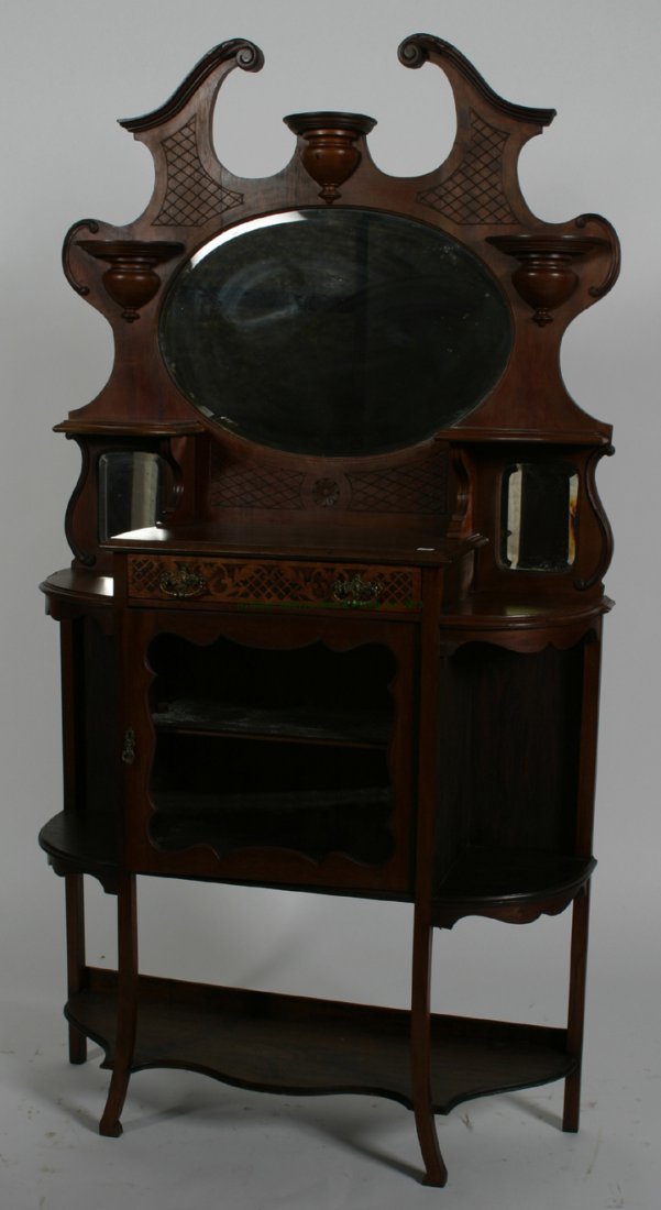 Early 20th C. Mahogany Etegere.: 77 1/2" h, 48" w, 14" d.