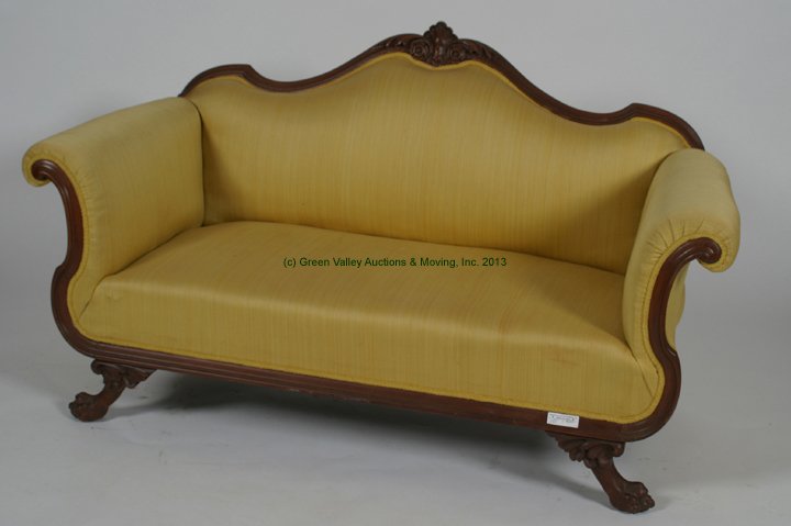 Empire Loveseat w/ Claw Feet.: 36" h, 16" seat height, 64" w, 31" d.