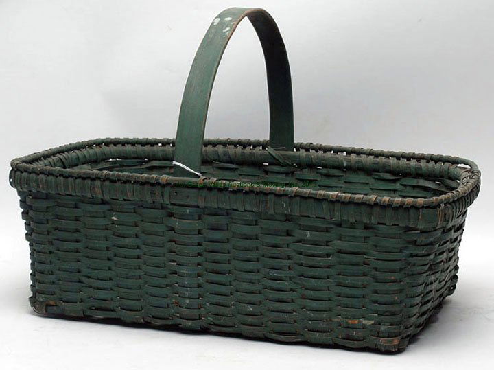 Shenandoah Valley Green Painted Farm Basket (1 of 2)