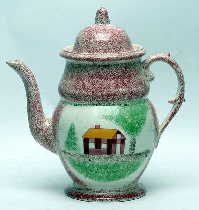 Red Spatterware School House Coffee Pot (1 of 1)