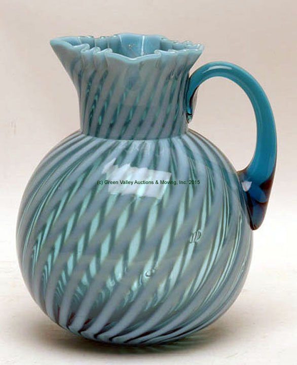 Swirl Blue Opalescent Ball Form Water Pitcher (1 of 1)