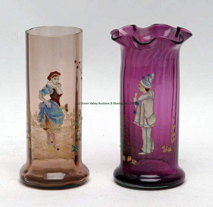 Moser or Bohemian Vases with Enameled Figures (1 of 1)