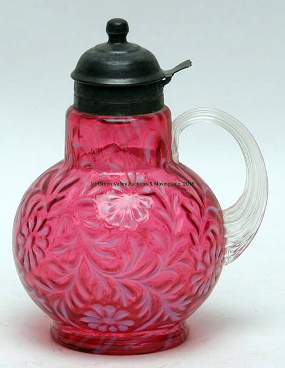 L. G. Wright/Fenton Daisy & Fern Syrup Jug (1 of 1)