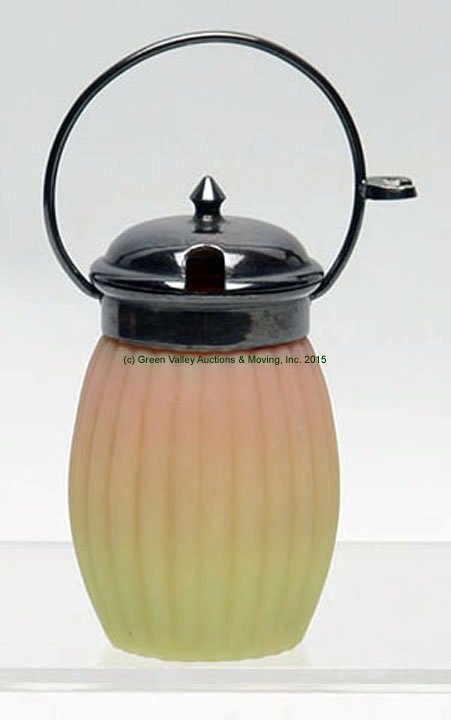 Mt. Washington Ribbed Burmese Mustard Pot (1 of 1)