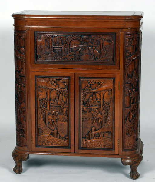 Ornate Oriental Bar Cabinet