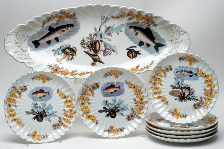 European Porcelain Fish Service Set (1 of 1)