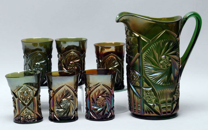 Cambridge Carnival Glass Double Star Water Set (1 of 1)