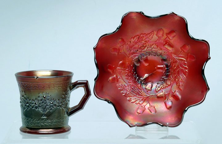 Fenton Red & Red Slag Carnival Glass, Lot of Two (1 of 2)