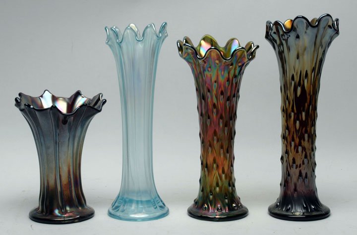 Northwood Carnival Glass Vases, Lot of Four (1 of 1)