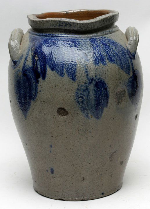 Solomon Bell Cobalt Decorated Ovoid Stoneware Jar (1 of 3)