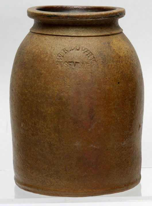 "W. B. Lowry / Roseville, O." Stoneware Canning Jar (1 of 1)