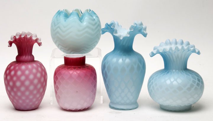 Satin Cased Mother of Pearl Vases, Lot of Five (1 of 1)