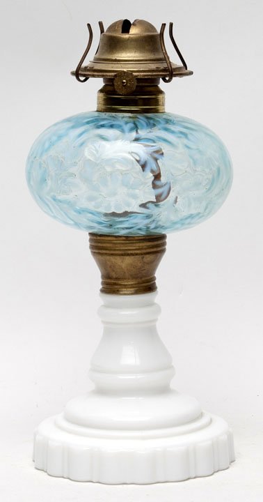 L. G. Wright Daisy & Fern Blue Opalescent Lamp (1 of 1)