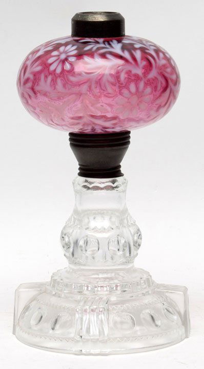 L. G. Wright Daisy & Fern Cranberry Opalescent Lamp (1 of 1)