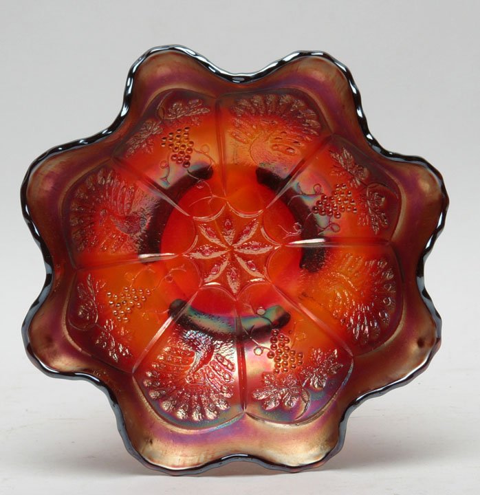 Fenton Peacock & Grape Amberina Ruffled Bowl (1 of 2)