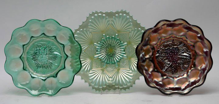 Imperial Carnival Glass Plates, Lot of Three (1 of 1)