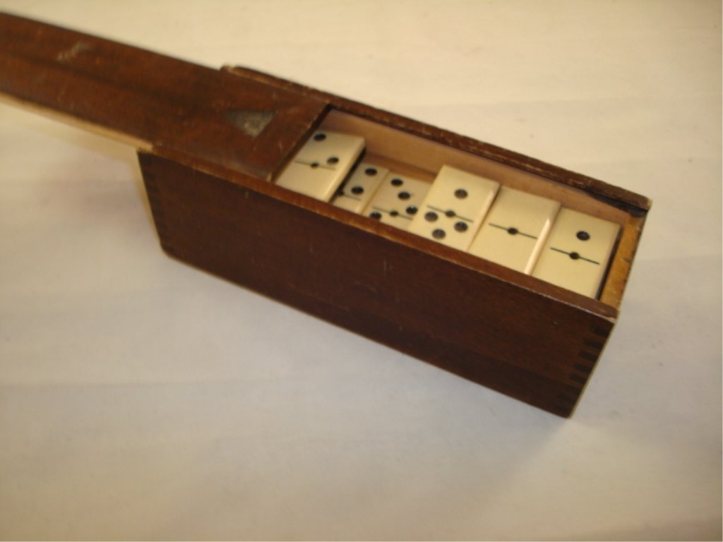 Ivory Domino's with Ebony Back in Wood Box: Ivory Domino's with Ebony Back in Wood Box - 26 pieces