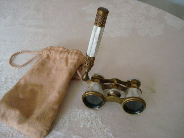 Mother of Pearl Opera Glasses: Mother of Pearl Opera Glasses - bit of damage on handle