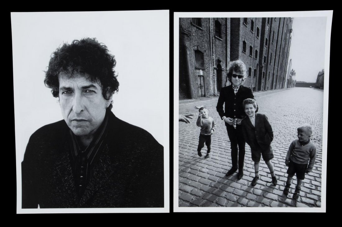 BOB DYLAN PHOTOS BY RICHARD AVEDON AND BARRY FEINSTEIN: BOB DYLAN PHOTOGRAPHS BY RICHARD AVEDON AND BARRY FEINSTEIN. A black and white photograph of Bob Dylan taken in 1997 by Richard Avedon and a black and white photograph taken by Barry Feinstein. Both w