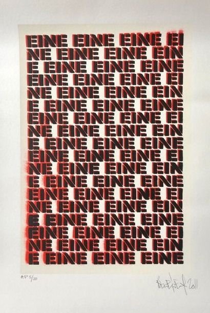 Ben Eine - Moniker Print: Ben Eine - Moniker Print-Silkscreen/Serigraph - Hand signed - AP of 20 - 2011. Screenprint in mint condition. 3 colour hand pulled silk screen print on heritage paper with cut edges. Made in 2011, it