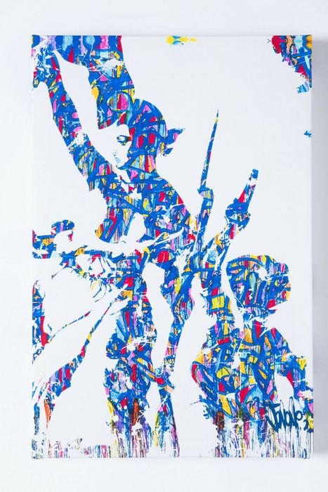 JonOne - Liberté Égalité Fraternité: JonOne - Liberté Égalité Fraternité Canvas print - Plate signed - 2015 Print on canvas Signed in the plate at the bottom right On canvas mounted on wooden frame 45 x 30 cm Inspired by Eugene Delac