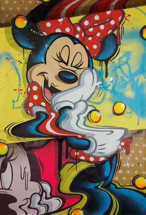 UNIK - MINNIE ACID - ORIGINAL CANVAS: Unik - Minnie Acid Acrylic on canvas - Hand signed - 2020 Unik - Minnie Acid Original artwork by Unik. 1 OF 1. Title: Minnie Acid Size: 134 x 92 cm Media: Acrylic, spray paint on canvas. Year: 2020 Th