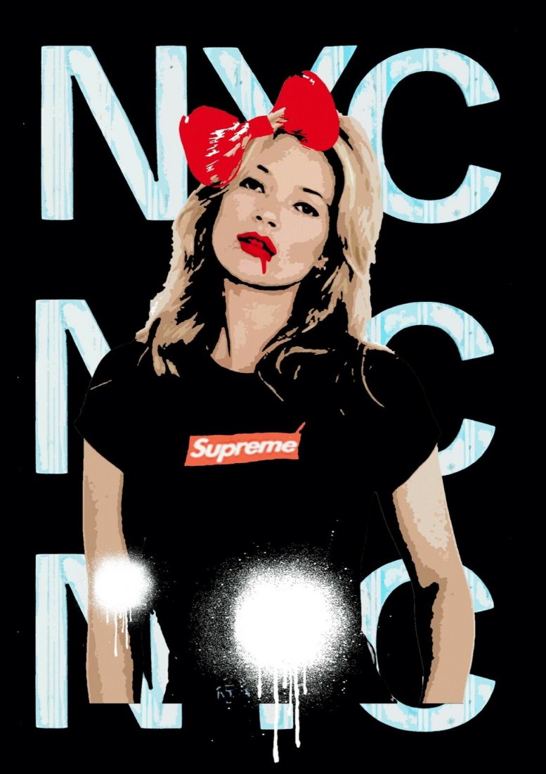 DEATH NYC - AA24 (KATE MOSS & SUPREME): DEATH NYC - AA24 (Kate Moss & Supreme) Size: 45cm x 32cm Edition of 100 + Artists Proofs Print is signed and dated by DEATH NYC. Paper: Fine art 300 gsm paper Comes with Certificate of Authenticity si