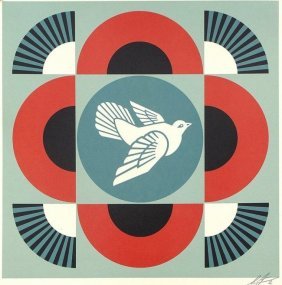 SHEPARD FAIREY - GEOMETRIC DOVE - RED - LITHOGRAPH (1 of 3)