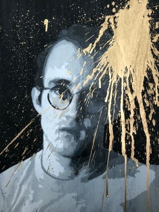 13.13 - BIG GOLDEN SPLASH KEITH HARING - ORIGINAL (1 of 5)