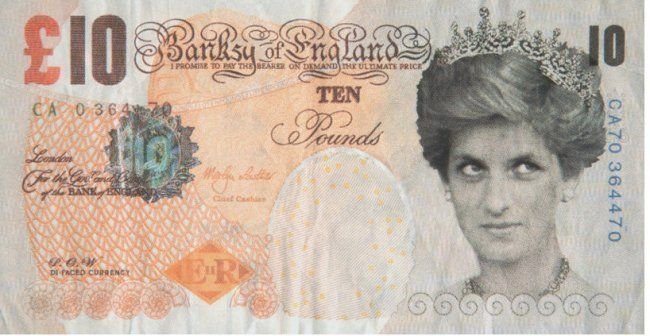 Banksy Tenner Di Faced £10 Note